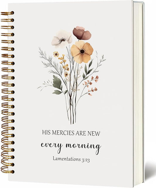 YOU FOUND ME Bible Journal, A5 SpiralChristian Journal with Floral Notebook, HIS MERCIES ARE NEW EVERY MORNING, Bible Verse Gifts for Women Birthday Christmas, Sunday School, Office Supplies