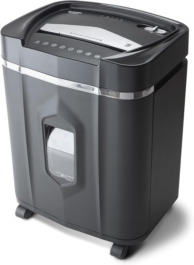 Aurora Anti-Jam 16-Sheet Crosscut Paper/CD and Credit Card Shredder/ 5-Gallon pullout Basket 30 Minutes Continuous Run Time