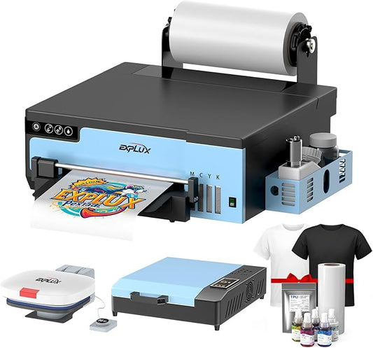 EXPLUX A4 DTF Printer,with XP600 printhead with Anti-Clogging Technology + 200% high Speed Printing,for DIY T-Shirt,Other Textiles,2-Year Ink Included