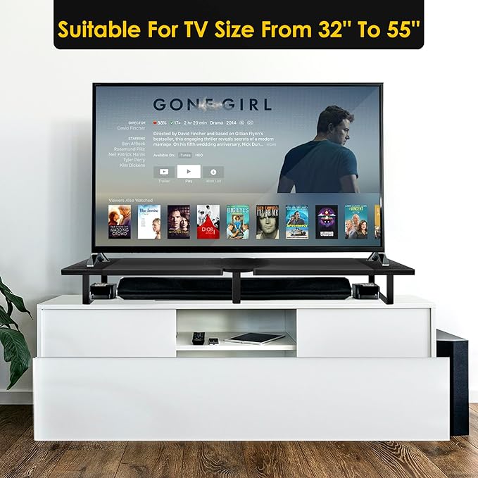 Dual-Monitor Stand for Desk - Large Adjustable Length and Angle Riser for 2 Monitors, Double Computer Desktop Organizer, Shelf for TV, Laptop, Printer