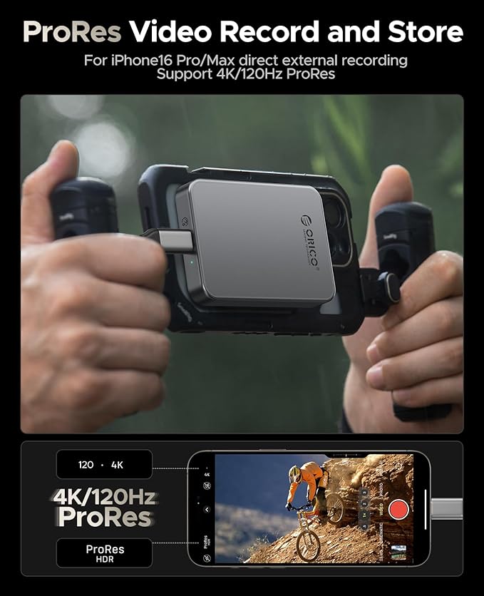 ORICO 4TB Magnetic Portable SSD, Metal Body, 4K 120 fps ProRes HDR Record and Store, Up to 460MB/s, USB C&A 2 in 1 Cable, External SSD Compatible with iPhone 16 Pro Max, Tablet, Computer - K5PLUS