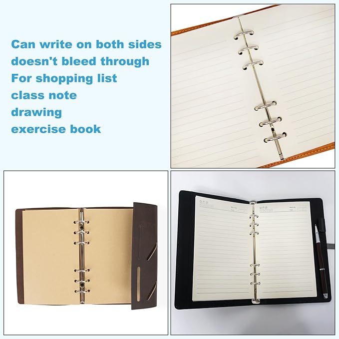 PATIKIL A5 Ruled Refills Inserts 6-Ring Binder Loose Leaf Planner Filler Paper Planner Inserts, 80 Sheets/160 Pages, Lined, White