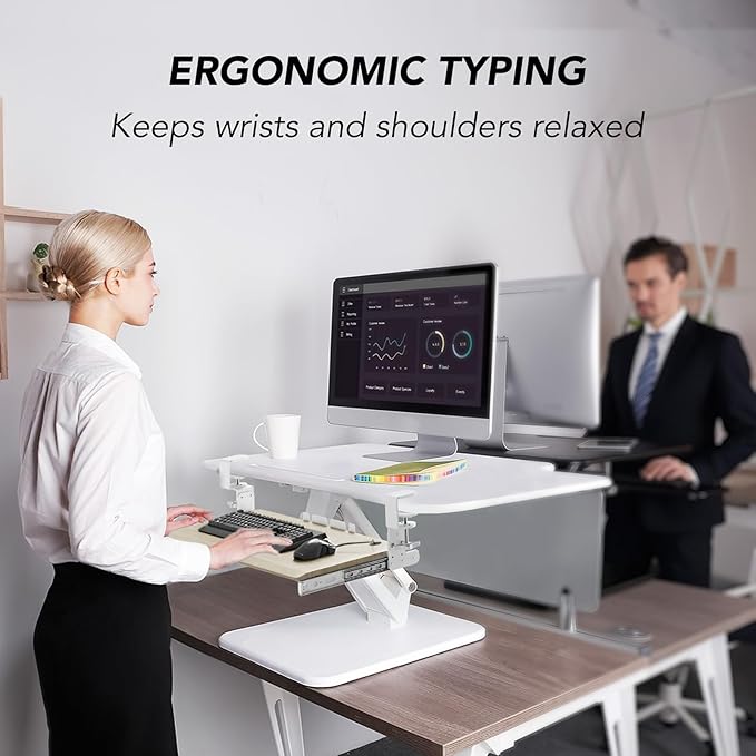 Keyboard Tray Under Desk Pull Out with Extra Sturdy C Clamp Mount System, 27.3 (32.5 inch Including Clamps) x 11 Inch Slide-Out Platform Computer Drawer for Typing Grain AX01WG01