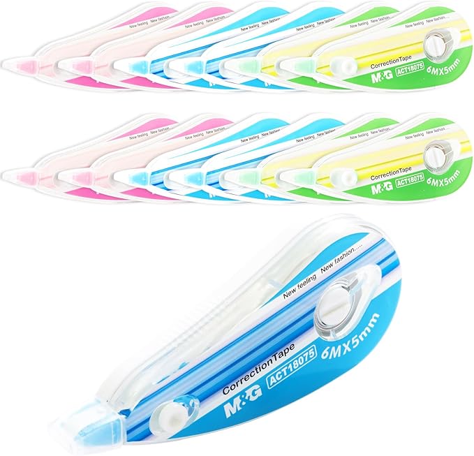 M&G 12 pack Correction Tape,19.7 feet correction tape, Easy to Use Applicator for Instant Corrections, Study Supplies and Office Products