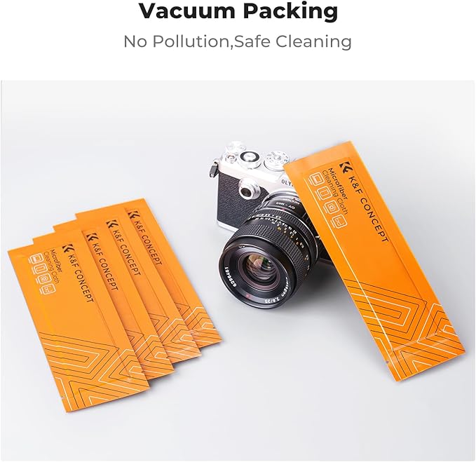 K&F Concept 10 Pack Microfiber Cleaning Cloths,Washable Reusable 6x6in Vacuum Wrapped Lint Free Glasses Cloth for Glasses, Lens, Screens & More