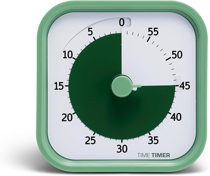 TIME TIMER Home MOD - 60 Minute Kids Visual Timer Home Edition - for Homeschool Supplies Study Tool, Timer for Kids Desk, Office Desk and Meetings with Silent Operation (Fern Green)
