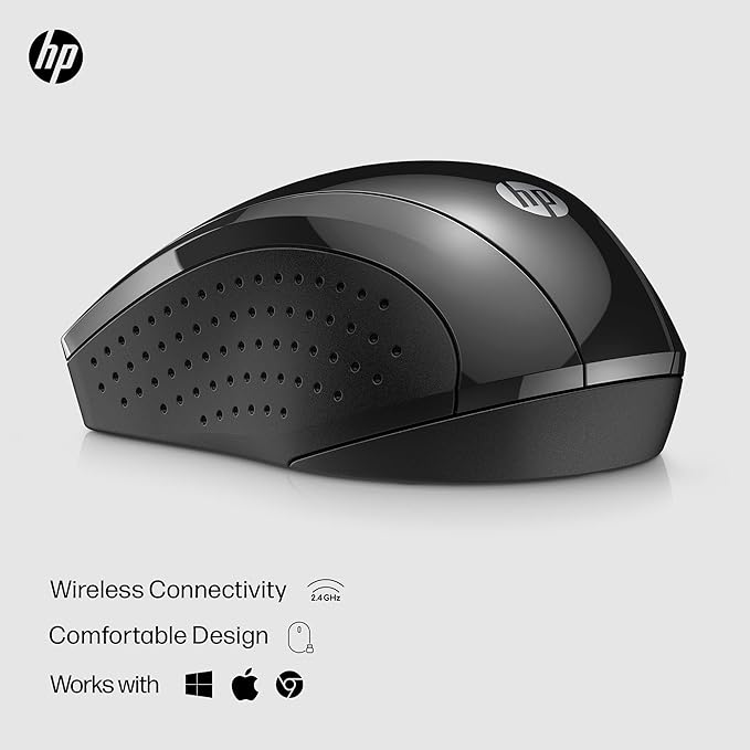 HP X3000 G2 Wireless Mouse - Ambidextrous 3-Button Control, & Scroll Wheel Multi-Surface Technology, 1600 DPI Optical Sensor Win, Chrome, Mac OS Up to 15-Month Battery Life (28Y30AA#ABA, Black)