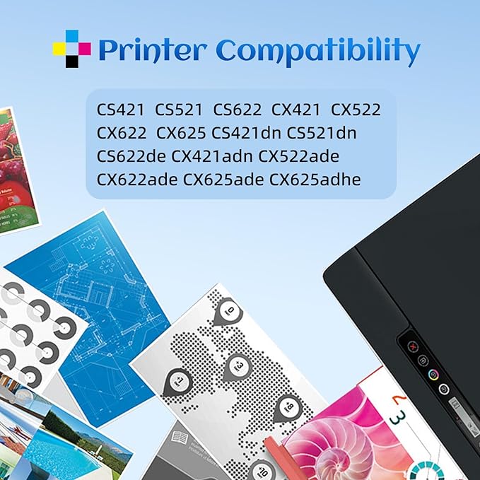 78C10K0 78C10C0 78C10M0 78C10Y0 High Yield Toner Cartridge Replacement for Lexmark CS421 CS521 CS622 CX522 CX421 CX622 CX625 CS622de CS521dn CS421dn CX421adn CX522ade Printer (4 Pack)