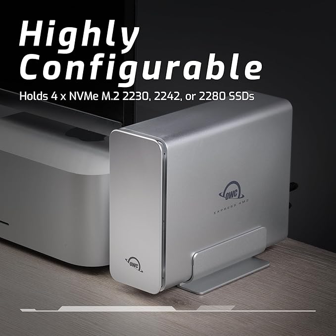 OWC Express 4M2 Four-Slot USB4 (40Gb/s) External Storage Enclosure for NVMe M.2 2230 / 2242 / 2280 SSDs (Enclosure Only)
