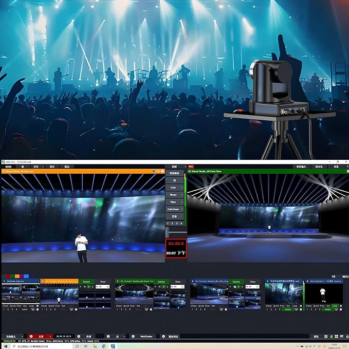 4K PTZ Camera with 20X Optical Zoom & AI Auto Tracking, HDMI/SDI/USB3.0/RJ45 Multi-Interface for Live Streaming, Video Conference & Church Events, vMix/Zoom/OBS Compatible