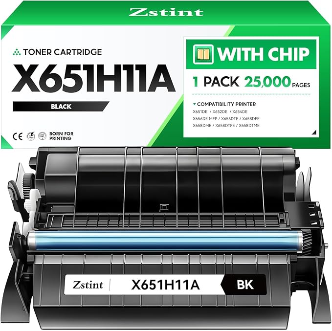 X651H11A Black Toner Cartridge with chip High Yield 1-Pack Replacement for Lexmark X651H11A Toner Compatible with Lexmark X651DE X652DE X654DE X656DE X656DTE X658DFE X658DME X658DTFE X658DTME Printer