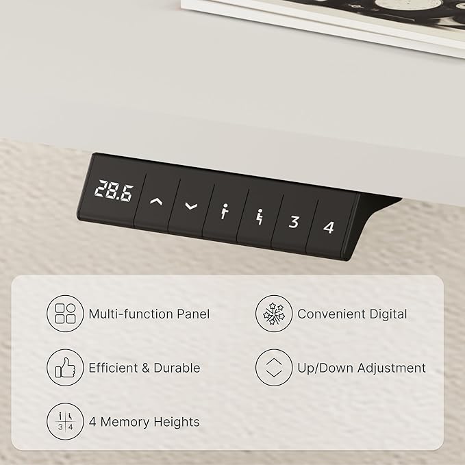 FLEXISPOT EN2 Whole-Piece Standing Desk with Clamp Power Strip, 60 x 24 Electric Stand Up Height Adjustable Desk with Cable Management (White Frame + 60" White Desktop, 2 Packages)