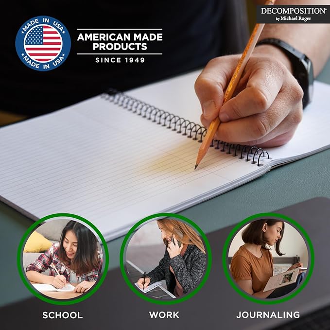 Decomposition Camellias College Ruled Spiral Notebooks – 9.75 x 7.5 Journal with 160 Lined Pages – Cute Notebooks for School Supplies, Home & Office – 100% Recycled Paper – Made in USA