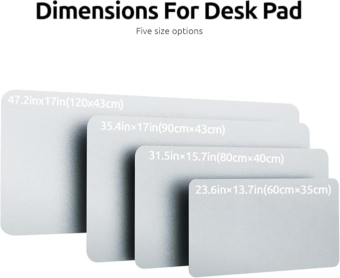 YSAGi Leather Desk Pad Protector, Office Desk Mat, Large Mouse Pad, Non-Slip PU Leather Desk Blotter, Laptop Desk Pad, Waterproof Desk Writing Pad for Office and Home (Silver, 31.5" x 15.8")