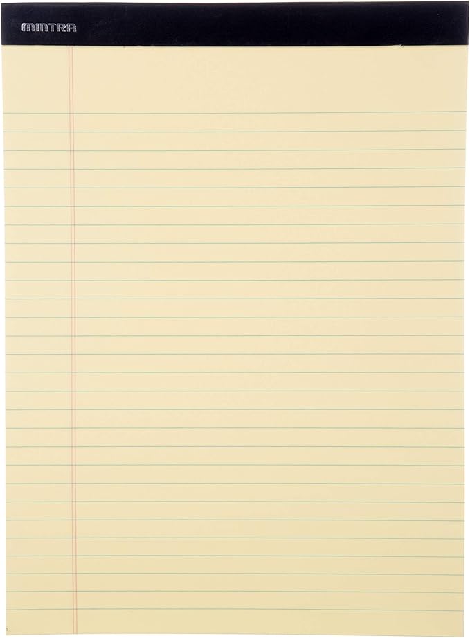 Mintra Office Legal Pads - ((BASIC CANARY 6pk, 8.5in x 11in, WIDE RULED))