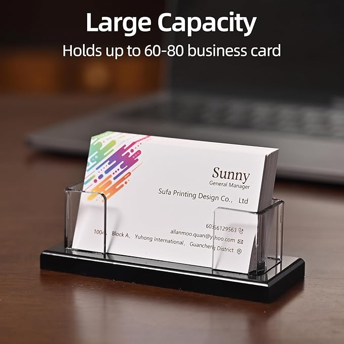 PecMuikee Business Card Holder for Desk,Acrylic Business Card Display Stand,Multiple Business Card Holders for Office, Exhibition, Home, Restaurant 1Slot 2 Pcs