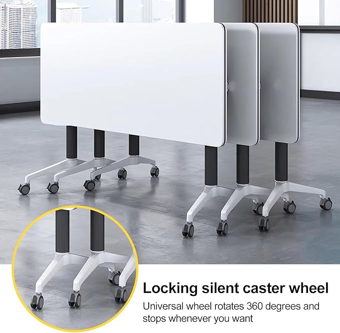 Conference Room Table with Flip-Top Design for Dynamic Meetings, Business Table Computer Desk with Heavy-Duty Frame,Foldable Seminar Meeting Tables for Home Office (6, E, 47.2IN)