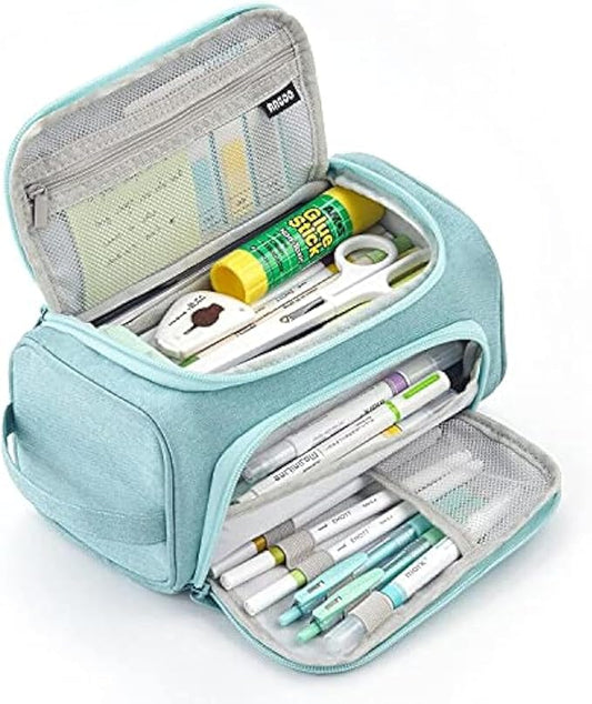 HVOMO Big Capacity Pencil Case High Large Storage Pouch Marker Pen Case Travel Simple Stationery Bag School College Office Organizer for Teens Girls Adults Student(Green)