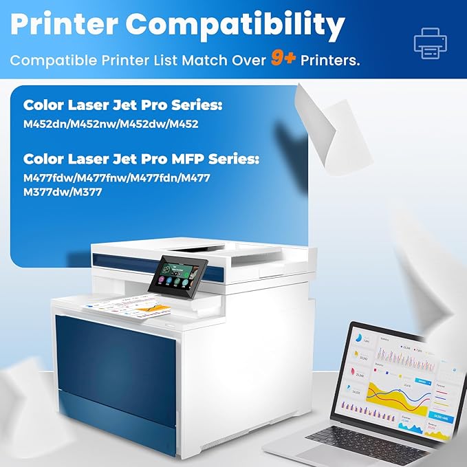 410X Toner Cartridges Color Laser Jet Pro M452 MFP M377 M477 series Compatible for HP 410X 410A Toner Cartridges 4 Pack for HP410X for Color Pro M452dw M452nw MFP M477fnw M477fdw M477fdn M452dn M377dw
