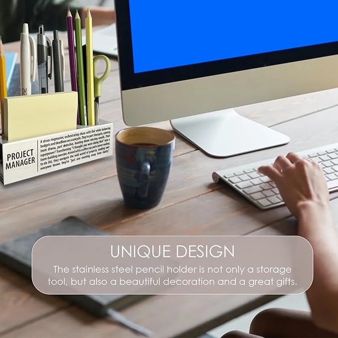 Project Manager Definition for Women, Men, Project Manager Office Supplies Desk Decor Pen Pencil Holders WCC47