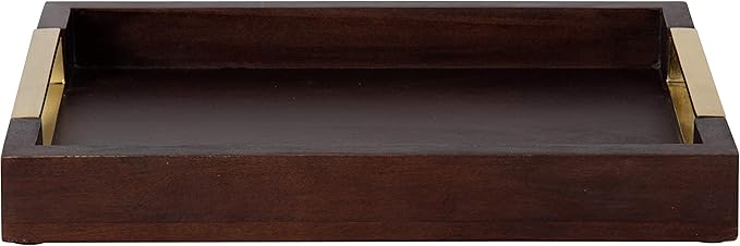 Kate and Laurel Heller Modern Rectangular Tray, 12 x 16, Espresso, Decorative Wood Tray for Storage and Display