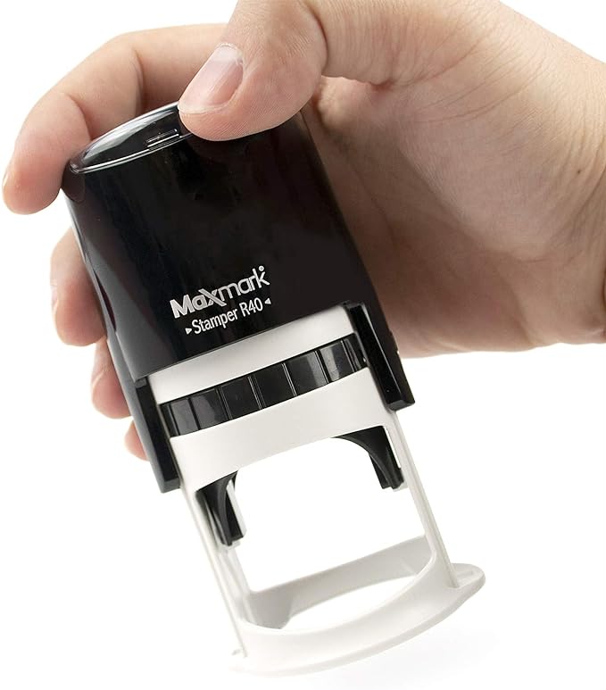 Round Notary Stamp for State of Iowa- Self Inking Stamp - Top Brand Unit with Bottom Locking Cover for Longer Lasting Stamp - 5 Year Warranty