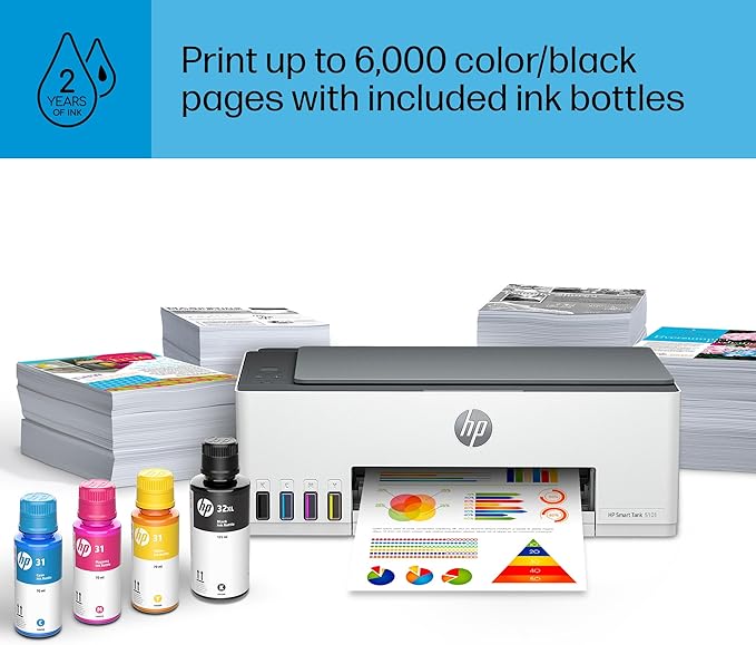 HP Smart Tank 5101 Wireless All-in-One Ink Tank Printer with up to 2 years of ink included (1F3Y0A)