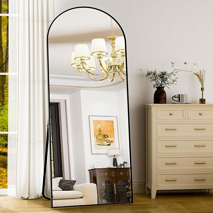 HARRITPURE 28" x 71" Full Length Mirror - Aluminum Alloy Frame Full Body Mirror - Black Extra Large Floor Mirrors for Bedroom, Living Room, Bathroom