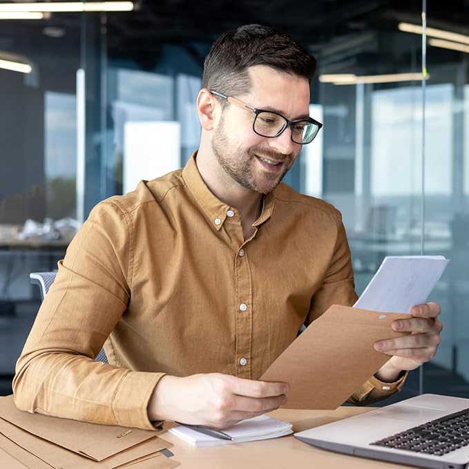 Teling 50 Pcs Manilla Envelopes Clasp Kraft Catalog with Closure for Storing Mailing 28 lb Kraft Envelope Paper for Office Document School Business Home(Brown,5 * 7.5)