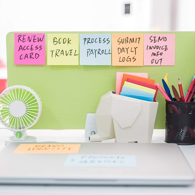 (12 Pack) ZCZN Sticky Notes 3x3 Inches, 1200 Sheets 6 Bright Color Self-Stick Note Pads, Easy to Post for Office, Home, Meeting, School
