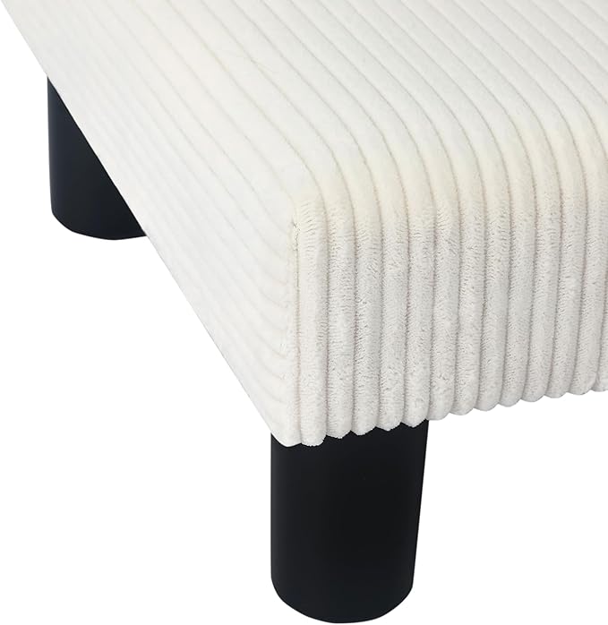 Joveco Small Foot Stool Ottoman, Corduroy Square Footstool Upholstered Footrest Foot Rest for Chair, Under Desk, Office, Living Room, Thick Stripes White