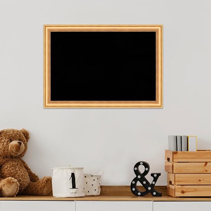 Amanti Art Black Cork Board for Wall, 14x20 Vision Board with Gold Wood Frame, Small Corkboard Office Decor for Home Organization, Casual Corkboard Pinboard to Display Items for Home Organization in
