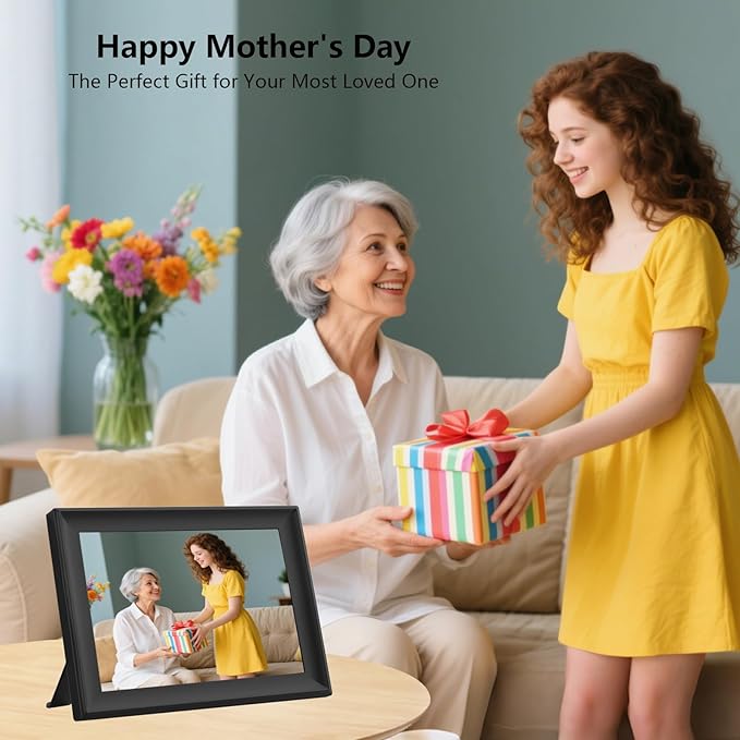SSAWiFiFRAME Digital Picture Frame 10.1 inch Photo Frame with 50 Photos /200MB Video Sharing via Free APP 32 GB HD IPS Touchscreen, Gift for Grandparents, Parents (Birthday Christmas)