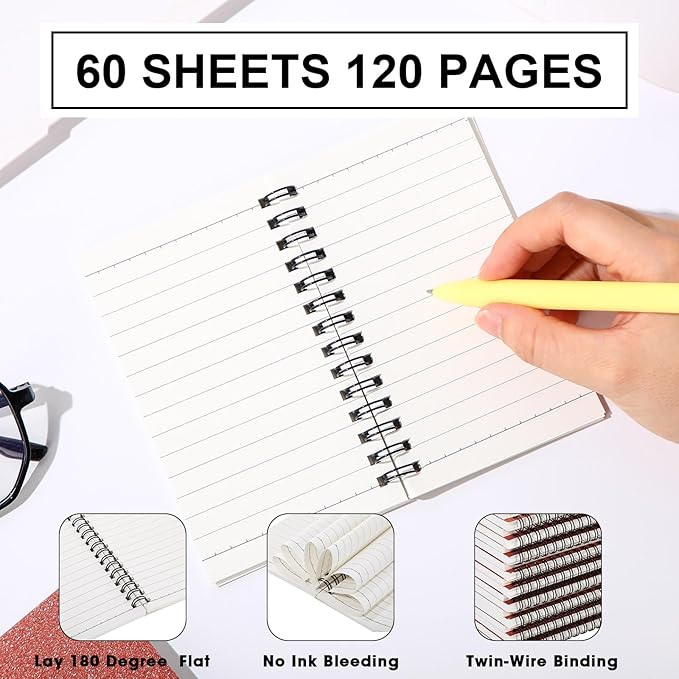 Jutom 18 Pcs Small Spiral Notebooks Memo Pads 3x5 Bulk Small Pocket Notebooks Mini Notepads with Lined Pages Mini Journals for Office Back to School Work Writing Supplies, 120 Pages (Rose Gold)