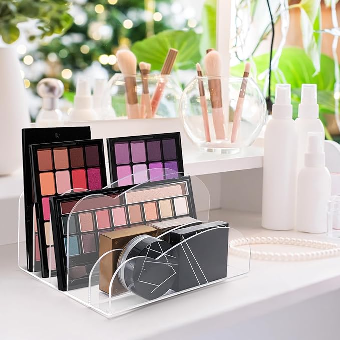 Suwimut Acrylic File Holder 5 Sections, 8.5 x 6.8 x 4.7 Inch Upright File Organizer for Desk, Clear Desktop Folder Holder Mail Letter Sorter for Home Office School Envelope Bill Filling Paper Document