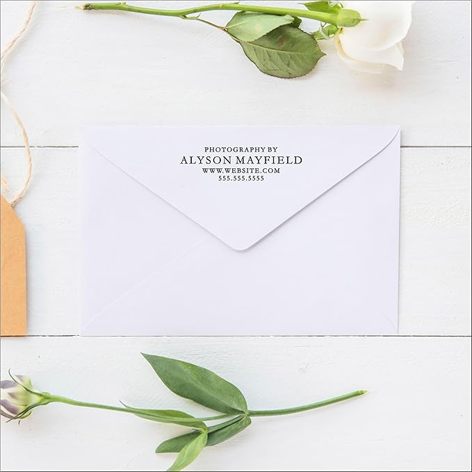 Self Inking Return Address Stamp - Custom 4 Line Personalized Address Stamp for Envelopes, Wedding Invitations, Business, Mailing Labels, Black Ink (All Serif)