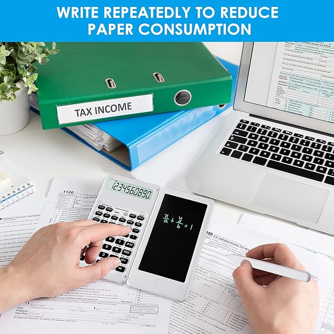 Scientific Calculators for Students, White Math Calculator with Notepad,10-Digit Large Screen, Classroom Must Haves for Middle High School Supplies & College (White)