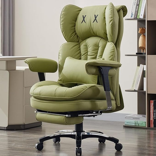 Efomao Big and Tall Office Chair with Footrest – High Back Computer Chair with Adjustable Armrests,Executive Office Chair with Wide Seat, Modern Desk Chair for Home Office, Gaming, or Study, Green