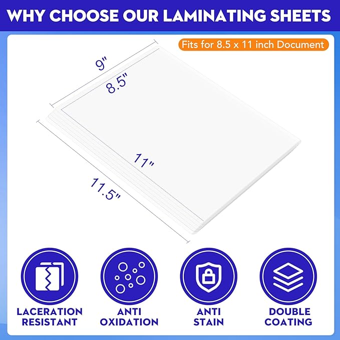 CAREGY Thermal Laminating Pouches, Holds 8.5 x 11 Inch Sheets,200 Pack Laminating Sheets, 3 Mil, 9 x 11.5 Inches Lamination Sheet Paper for Laminator, Clear, Letter Size, Office and School Supplies