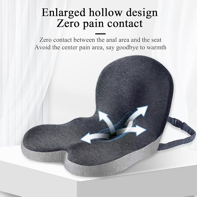 Seat Cushion for Truck Driver, Memory Foam Truck Seat Cushion with Adjustable Strap β Ergonomic Back Support & Sciatica Relief for Long Drives, Semi Truck Accessories