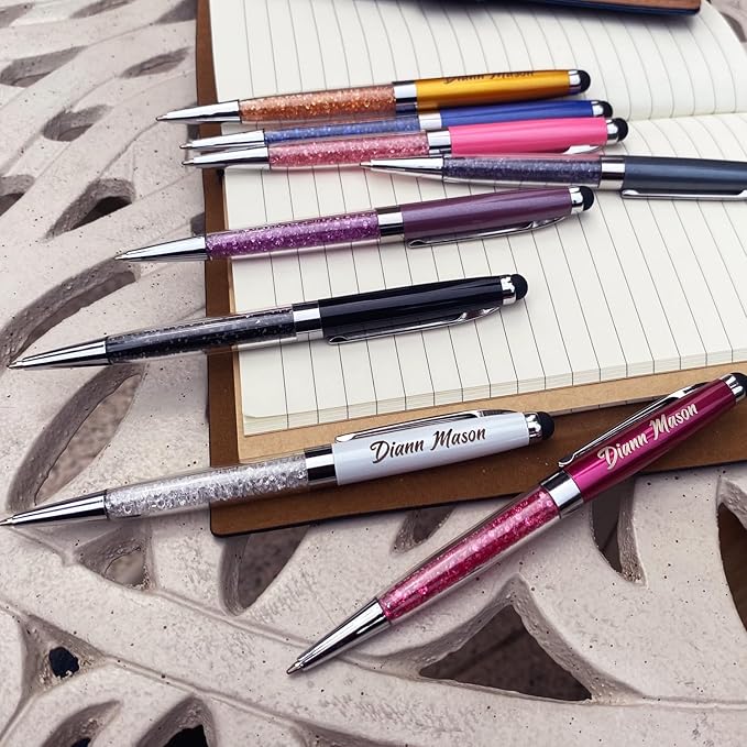 Personalized Business Pens with Stylus - Custom Engraved Metal Ballpoint Pen for Executives, Teachers, and Students. Ideal Gift for Graduations, Promotions 12pcs/Pack