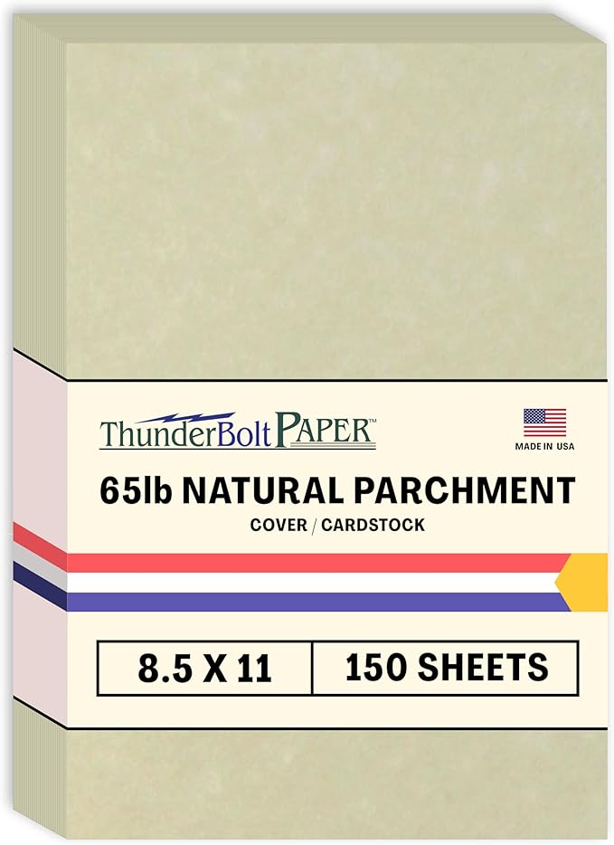 Natural Parchment 8.5x11 150 Sheets Cardstock 65 lb Cover 176 GSM Smooth Finish Letter Size for Invitations Crafts Restaurant Menus Printing Flyer