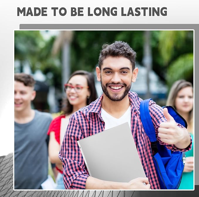 Henoyso 16 Pcs 3 Ring Binder 1/2'' Round Fits Letter Size 8. 5'' x 11'' Paper Plastic Flexible Binder Holds 100 Sheets with 1 Pockets Versatile Organizer for Office Home School (White)