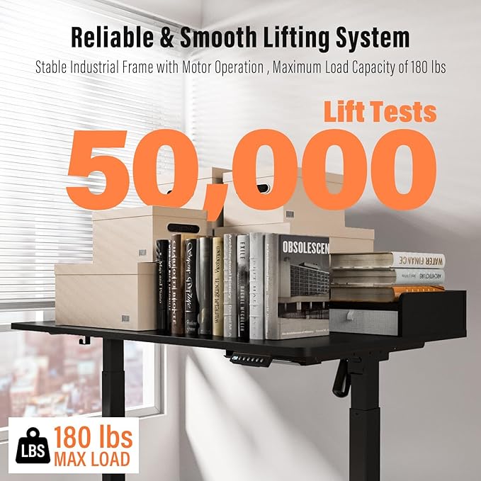 Standing Desk with Drawers,Thickened Table Legs Sit Stand Desk Electric for Home Office & Gaming,Ergonomic Stand Up Desk Cable Management Tray(Classic Black) (Classic Black, 48″ x 30″)