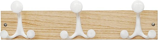 SKOLOO 17-Inch Natural Wood Coat Rack Wall Mount with 3 Triple Hooks - Ideal for Family Entrances, Classrooms, and Pet Supplies Storage - Perfect Coat Hooks for Wall