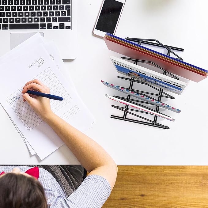 Triangle File Folder Racks,7 Sections File Holder,File Storage Sorter/Stand,Desktop File Organizer,Wire Organizer Rack,Magazine Folder Holder,Letter/Legal,Suitable to Hold Large/Small Items