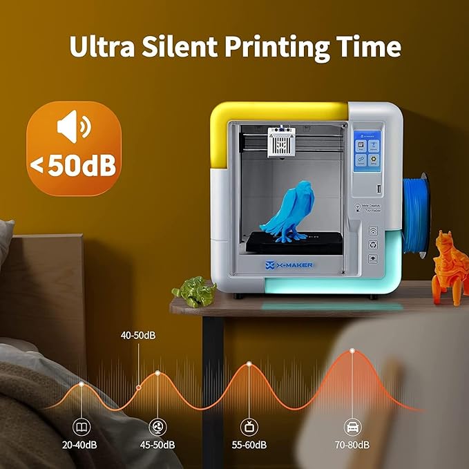 X-Maker 3D Printer for Kids and Beginners, Fully Assembled High-Speed 3D Printer with Auto Leveling Bed, Wi-Fi Printing, High Precision Small 3D Printer with App, PLA Filament Supported