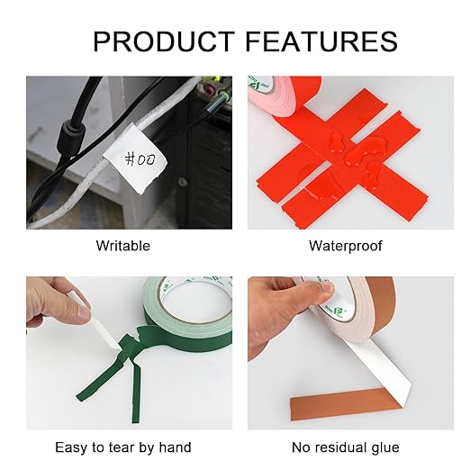 BOMEI PACK 6 Colors Gaffer Tape 1inch x 20yds, Matte Non-Reflective Theater Stage Tape, No Residue Hand Tear, for Cable, Photo Studio, Painters, Floors Marking Tape