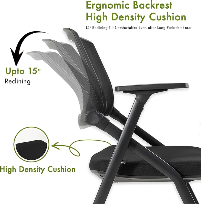 10 Pack Conference Room Chairs with Wheels and Sliding Armrest,Foldable Nesting Chair for Office School Church Waiting Room Black