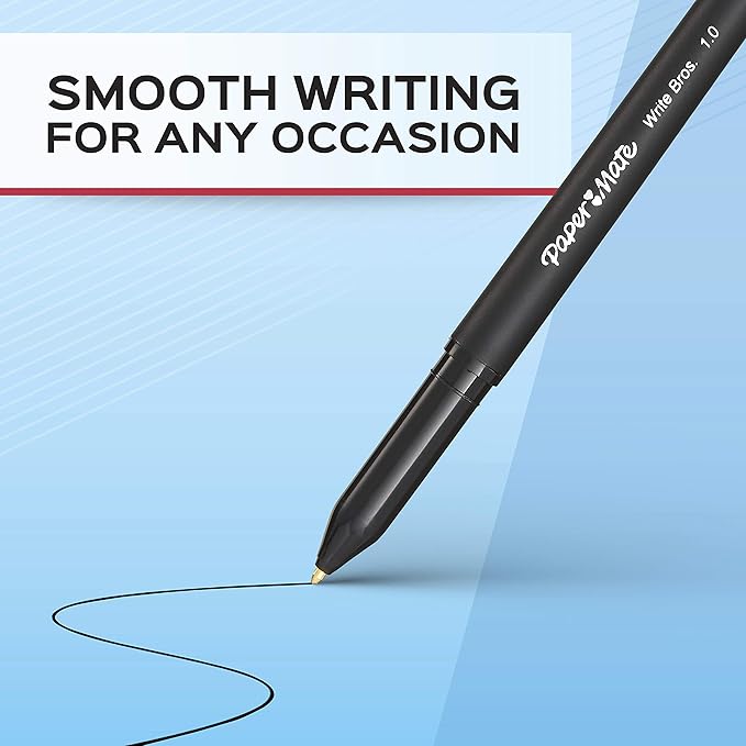 Paper Mate Ballpoint Pens, Write Bros. Blue Ink Pens, Medium Point (1.0mm), 120 Count